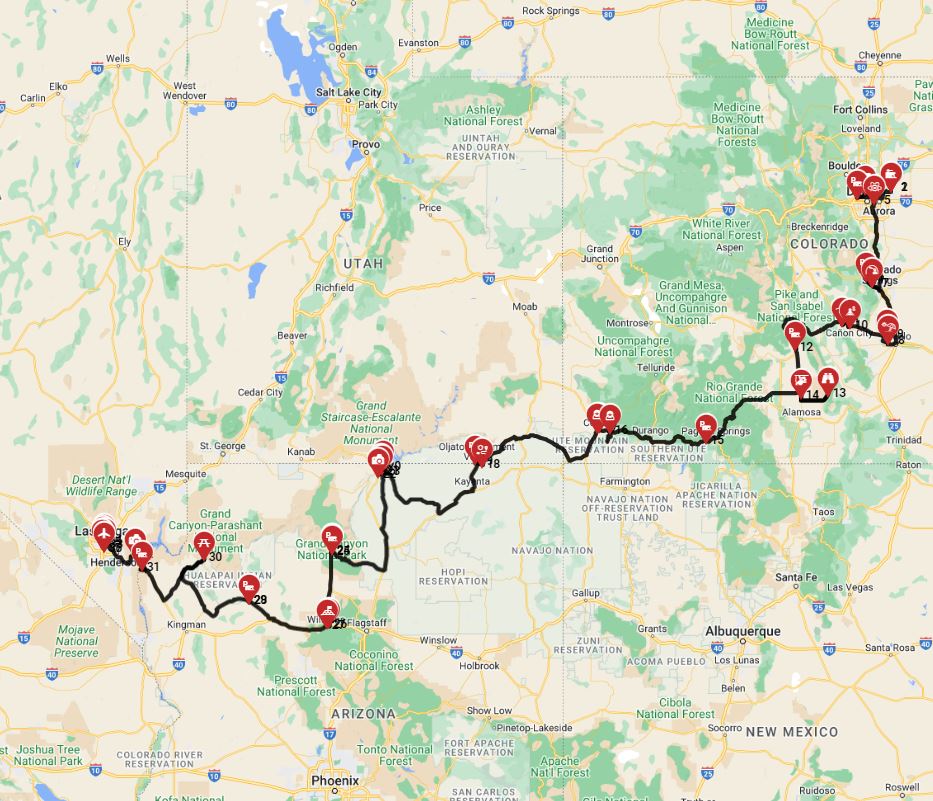 RV road trip from Denver to Las Vegas - South